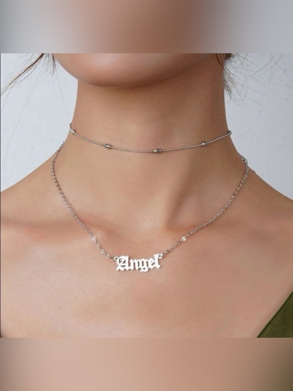 Silver Angel Layered Necklace